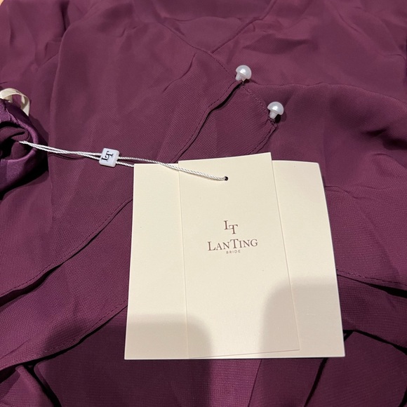 Light in the Box NWT sz 10, 3 piece formal chiffon pantsuit with wrap in Grape - Picture 7 of 8